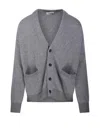 A Paper Kid Relaxed Fit Grey Cardigan With Deep V-neckline And Cashmere Blend In Gray