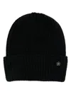 A Paper Kid Ribbed Beanie In 110 Nero/black