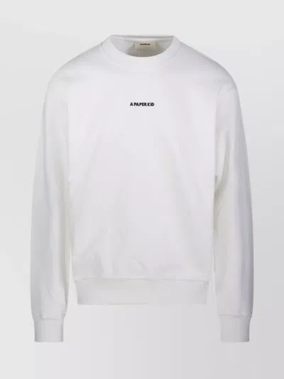 A Paper Kid Ribbed Crew Neck Sweater With Long Sleeves