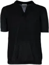 A Paper Kid Fine-knit Polo Shirt In Black