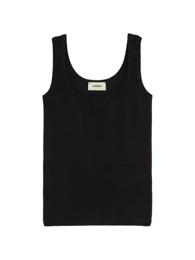A Paper Kid Ribbed Tank Top In Black
