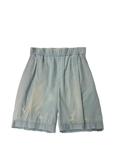 A Paper Kid Ripped Bermuda Shorts In Blue