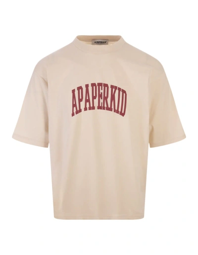 A Paper Kid Sand T-shirt With Arched  Print In Brown