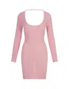 A Paper Kid Short Pink Ribbed Knitted Dress With Distressed Effect In Pink