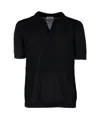 A Paper Kid Fine-knit Polo Shirt In Black