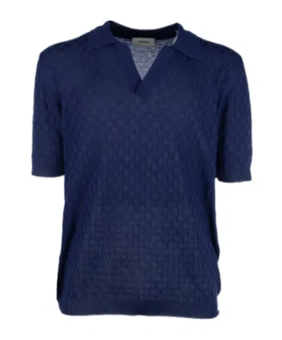 A Paper Kid Short Sleeve Sweater In Blue