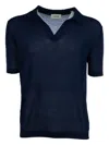 A Paper Kid Short-sleeve V-neck Polo Shirt In Blue