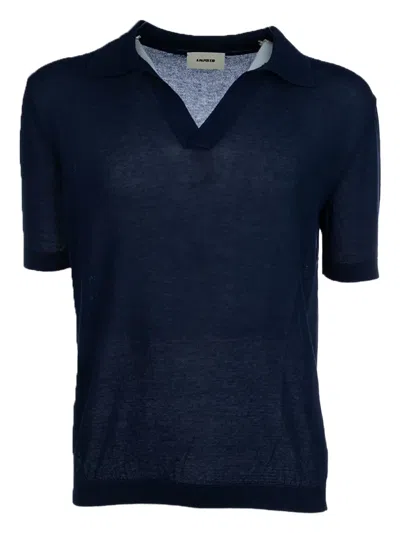 A Paper Kid Short-sleeve V-neck Polo Shirt In Blue