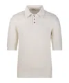 A Paper Kid Textured Knit Short-sleeved Polo Shirt In White