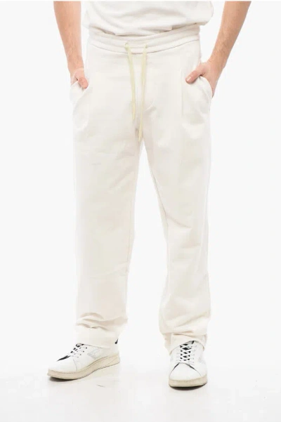 A Paper Kid Single-pleated Brushed Cotton Pants With Logo Patch On The B In Neutral