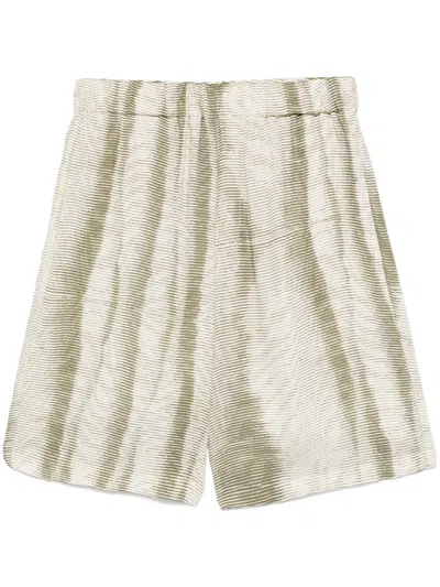 A Paper Kid Striped Bermuda Shorts In Green