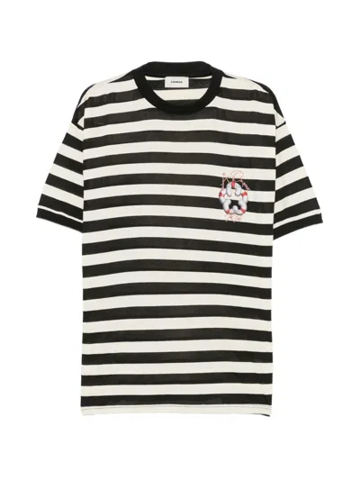 A Paper Kid Striped Graphic-print T-shirt In Multi
