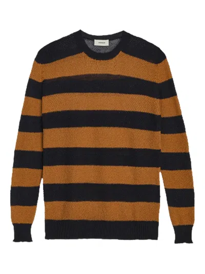 A Paper Kid Striped Jumper In Brown