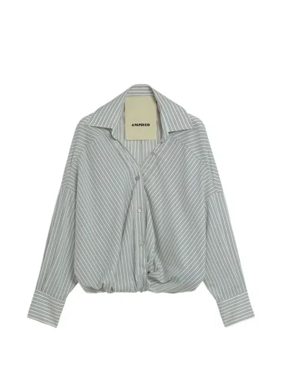 A Paper Kid 스트라이프 오버 셔츠 In Gray