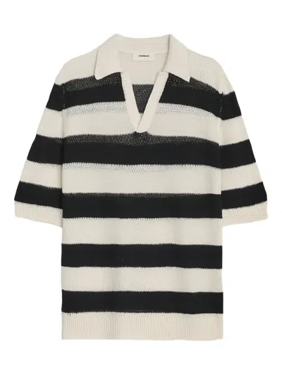A Paper Kid Striped Polo Shirt In Neutrals