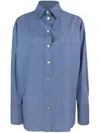 A Paper Kid Camicia Con Bottoni A Contrasto Blu In Blau