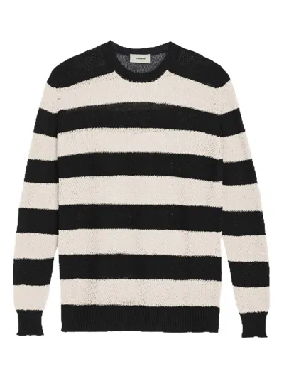 A Paper Kid Striped Sweater In Black