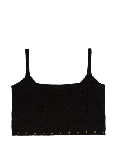 A Paper Kid Studded Knitted Top In Black