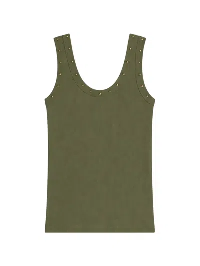 A Paper Kid Studded Tank Top In Green