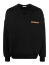 A Paper Kid Brushed Cotton Crew-neck Sweatshirt With Printed Logo In Black