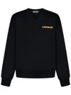 A Paper Kid Brushed Cotton Crew-neck Sweatshirt With Printed Logo In Nero