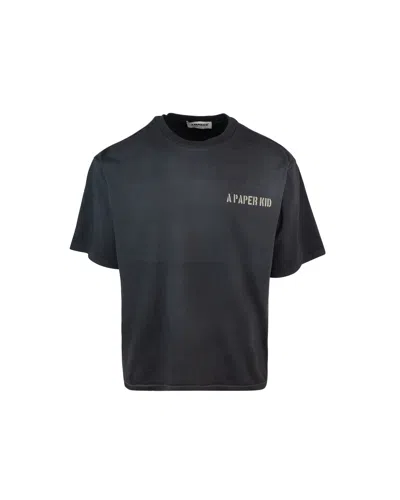 A Paper Kid T-shirt Effetto Washed Con Stapa Logo In 110black