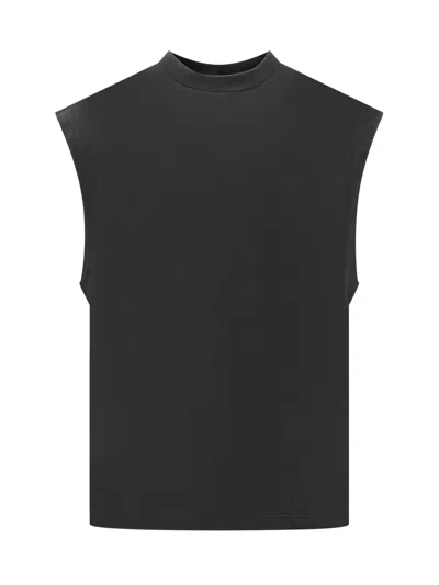 A Paper Kid Tank Top With Logo Embroidery And Beads In Nero/black