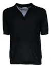 A Paper Kid Textured Polo Shirt In Black