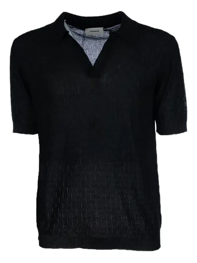 A Paper Kid Textured Polo Shirt In Black