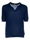 A Paper Kid Textured Polo Shirt In Blue