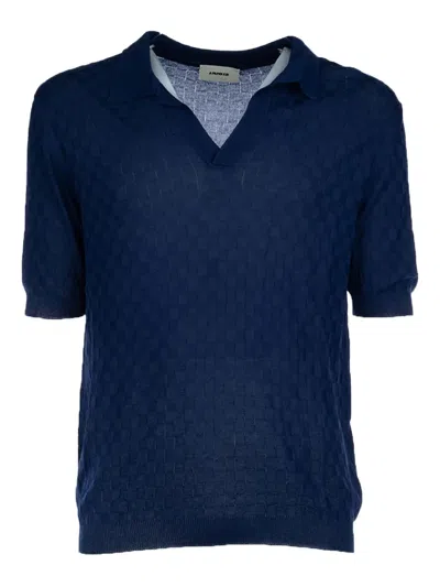 A Paper Kid Textured Polo Shirt In Blue