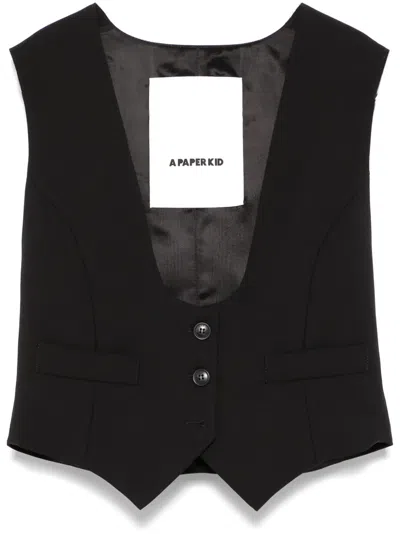 A Paper Kid U-neck Vest In Black