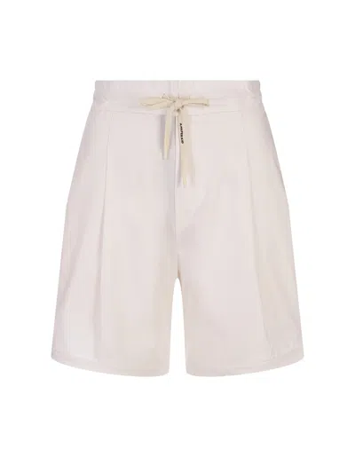 A Paper Kid White Shorts With Pinces And Logo Label