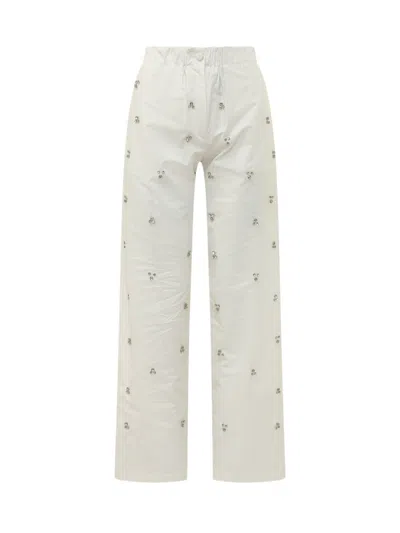A Paper Kid White Straight Drawstring Pants In Neutral