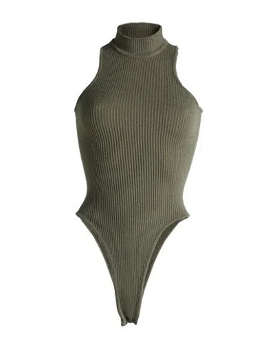 A Paper Kid Woman Bodysuit Military Green Size S Viscose, Polyester, Polyamide