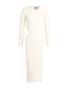 A Paper Kid Woman Midi Dress Ivory Size L Viscose, Polyester, Polyamide In Neutral