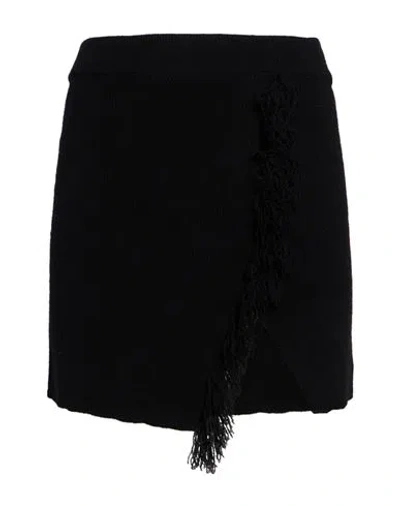 A Paper Kid Woman Mini Skirt Black Size 4 Merino Wool, Cashmere