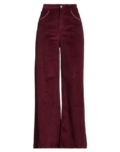 A Paper Kid Woman Pants Plum Size 6 Cotton, Elastane In Purple