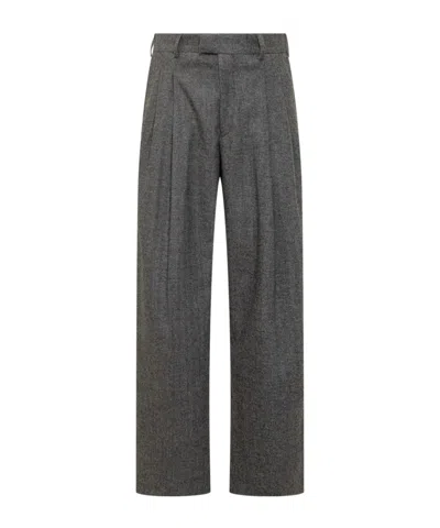 A Paper Kid Wool Pleated Pants In Gray