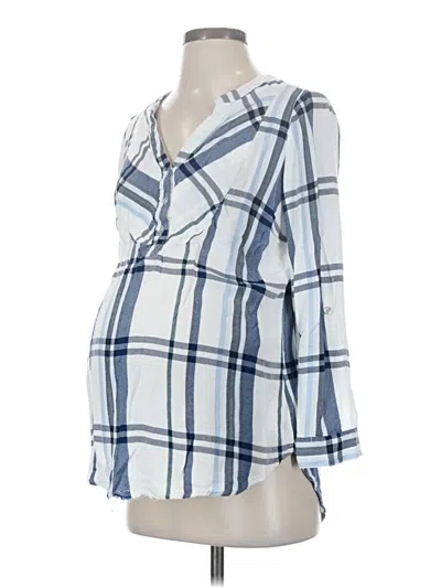 Pre-owned A Pea In The Pod 3/4 Sleeve Blouse In Blue