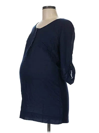 Pre-owned A Pea In The Pod 3/4 Sleeve Blouse In Blue