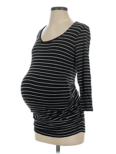 Pre-owned A Pea In The Pod 3/4 Sleeve Top Black Scoop Neck Tops