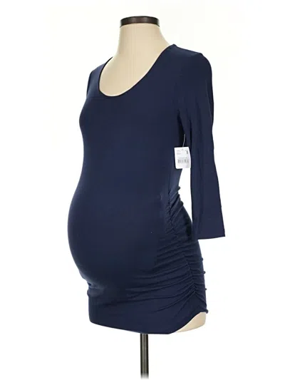Pre-owned A Pea In The Pod 3/4 Sleeve Top Blue Scoop Neck Tops