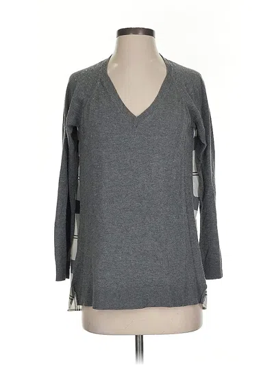 Pre-owned A Pea In The Pod 3/4 Sleeve Top Gray V Neck Tops