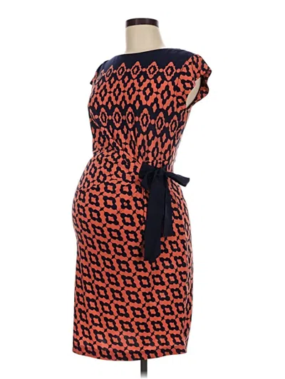 Pre-owned A Pea In The Pod Cocktail Dress In Orange
