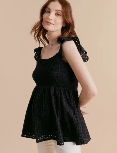 A PEA IN THE POD FLUTTER SLEEVE EYELET MATERNITY TOP
