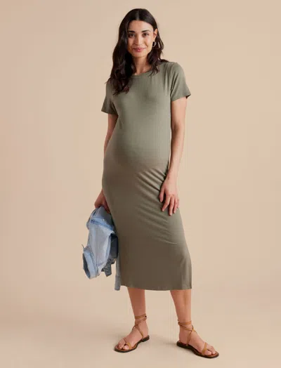 A Pea In The Pod Jersey Midi Maternity Dress In Brown