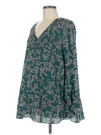 Pre-owned A Pea In The Pod Long Sleeve Blouse In Blue