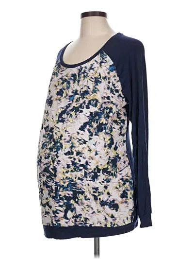 Pre-owned A Pea In The Pod Long Sleeve Blouse In Blue