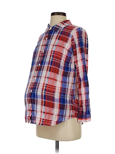 Pre-owned A Pea In The Pod Long Sleeve Button Down Shirt In Red
